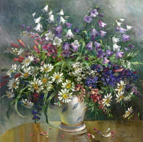 俄罗斯女画家维尤戈维·里姆玛·尼古拉耶夫娜的唯美静物花卉油画作品